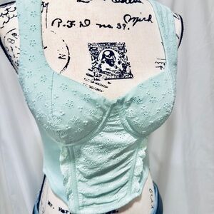 NYC Madden Coquette Cottagecore Corset Style Top - Mint Green
